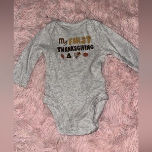 Newborn “my first thanksgiving” With overalls